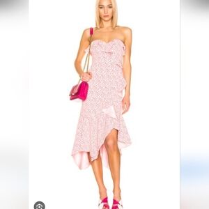 Jonathan Simkhai Speckle Print Asymmetric Ruffle Midi Dress